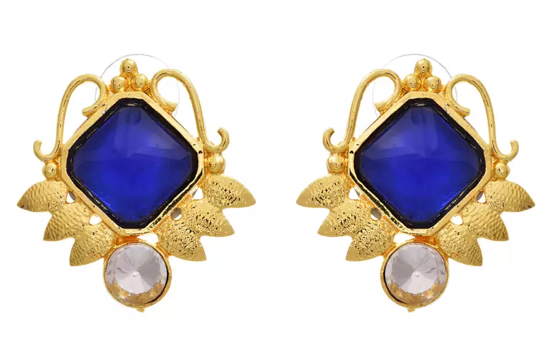Glorious Grand Gold Blue Designer Earrings.
