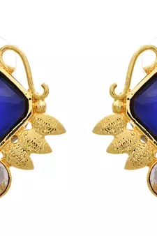 Glorious Grand Gold Blue Designer Earrings.