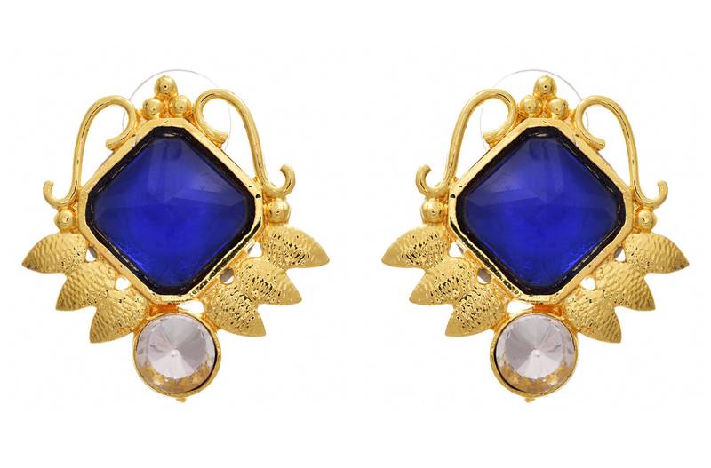 Glorious Grand Gold Blue Designer Earrings.