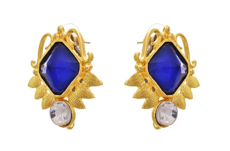 Glorious Grand Gold Blue Designer Earrings.