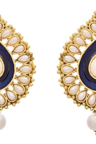 Lovely Leaf Designer Earrings with Meenakari & Pearls.  