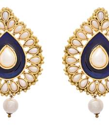 Lovely Leaf Designer Earrings with Meenakari & Pearls.  