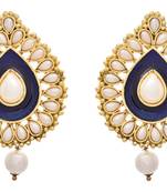 Lovely Leaf Designer Earrings with Meenakari & Pearls.  
