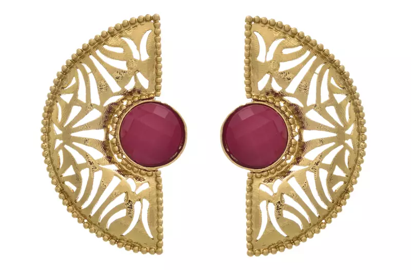Modern & Ethnic Gold Designer Red Earrings