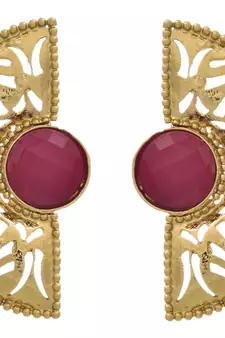 Modern & Ethnic Gold Designer Red Earrings