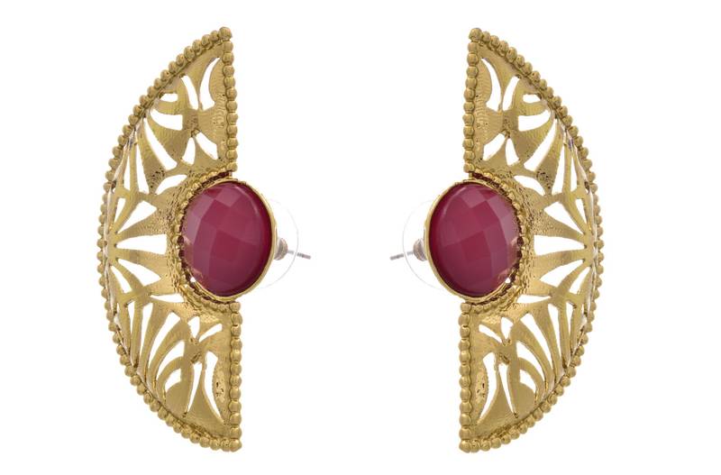 Modern & Ethnic Gold Designer Red Earrings