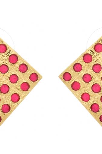 Radiant Ruby Gold Designer Earring