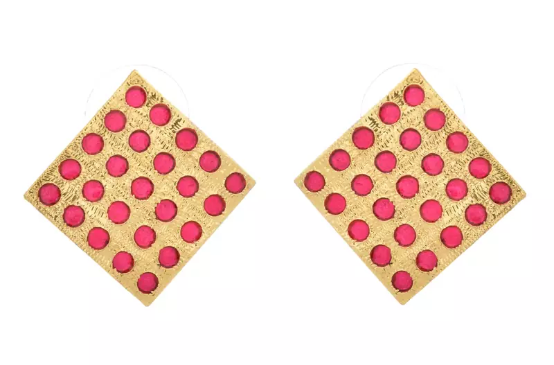 Radiant Ruby Gold Designer Earring