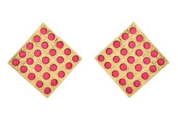 Radiant Ruby Gold Designer Earring 1