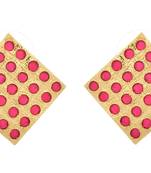 Radiant Ruby Gold Designer Earring