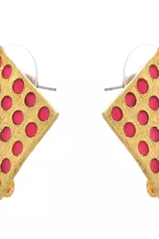 Radiant Ruby Gold Designer Earring
