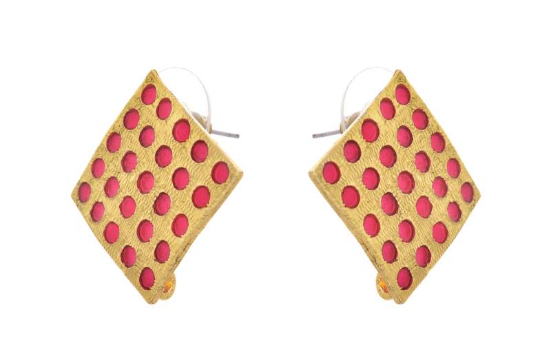 Radiant Ruby Gold Designer Earring