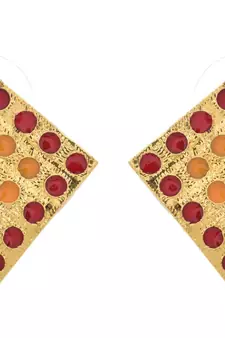 Radiant Ruby Gold Designer Earring