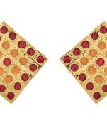 Radiant Ruby Gold Designer Earring
