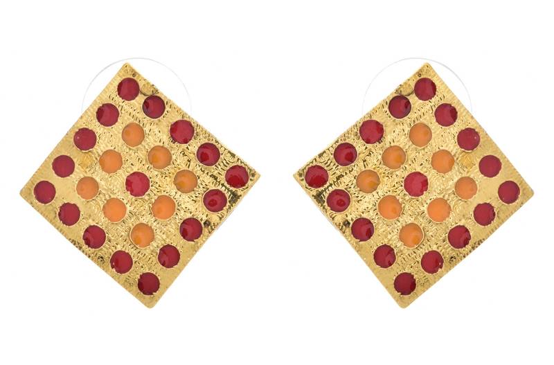 Radiant Ruby Gold Designer Earring