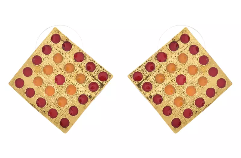 Radiant Ruby Gold Designer Earring