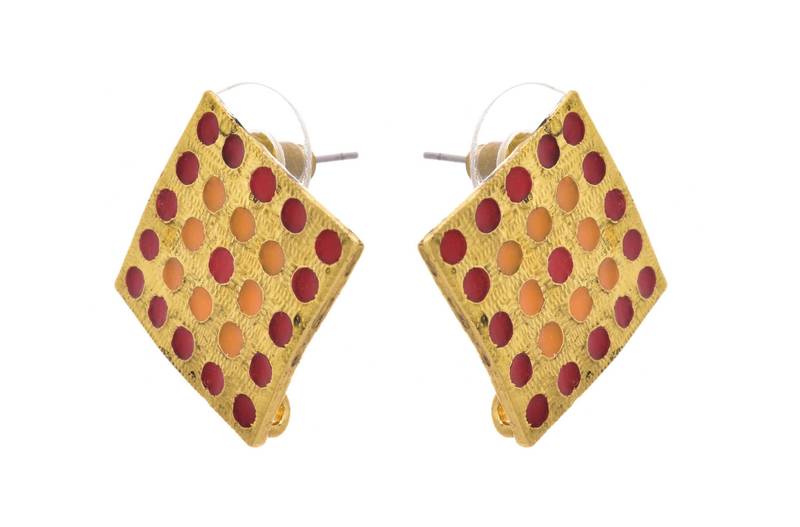 Radiant Ruby Gold Designer Earring