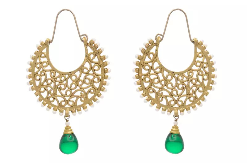 Ravishing & Radiant Designer Bali with Green Dangler