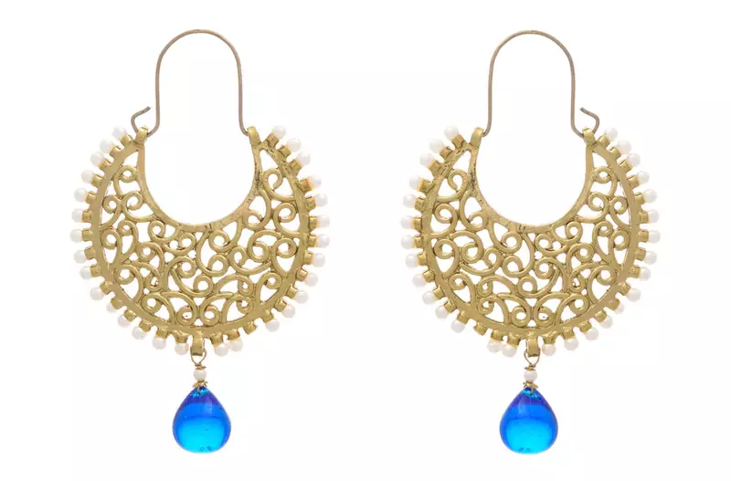 Ravishing & Radiant Designer Bali with Blue Dangler