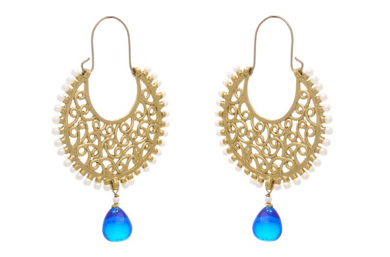 Ravishing & Radiant Designer Bali with Blue Dangler