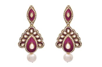 Astonishingly Beautiful Daimond,Polki & Pearls Pink Earring. 1