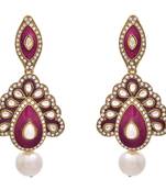 Astonishingly Beautiful Daimond,Polki & Pearls Pink Earring.