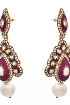 Astonishingly Beautiful Daimond,Polki & Pearls Pink Earring.