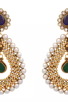 Awesome Antique Gold Beads Designer Earrings surrounded with Pearls.