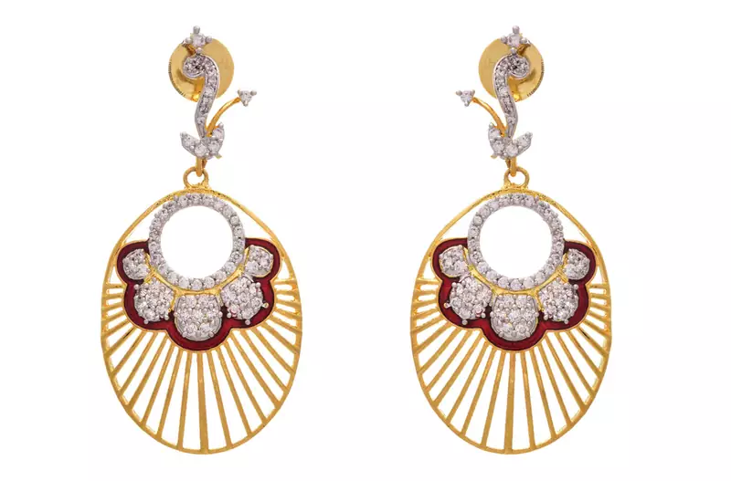 Awesome American Diamond Designer Red Earring.  
