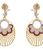 Awesome American Diamond Designer Red Earring.  