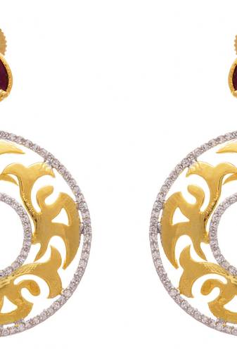 Dazzling Cz Diamond Gold Designer Earring.