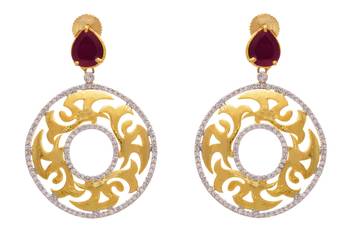Dazzling Cz Diamond Gold Designer Earring. 1