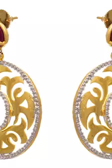 Dazzling Cz Diamond Gold Designer Earring.