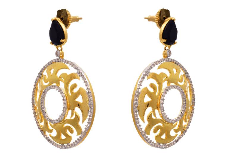 Dazzling Cz Diamond Gold Designer Earring.