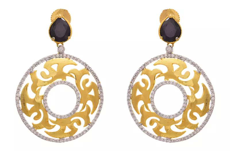 Dazzling Cz Diamond Gold Designer Earring.
