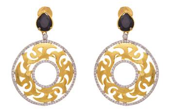 Dazzling Cz Diamond Gold Designer Earring. 1
