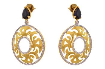 Dazzling Cz Diamond Gold Designer Earring. 2