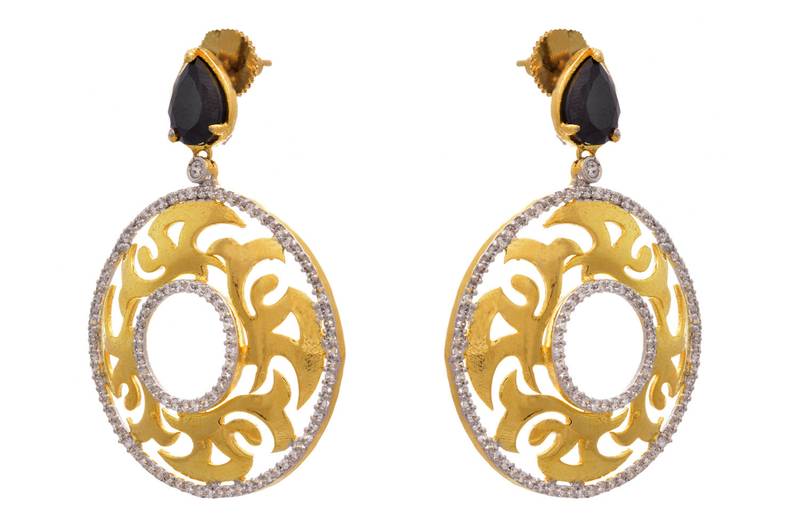 Dazzling Cz Diamond Gold Designer Earring.