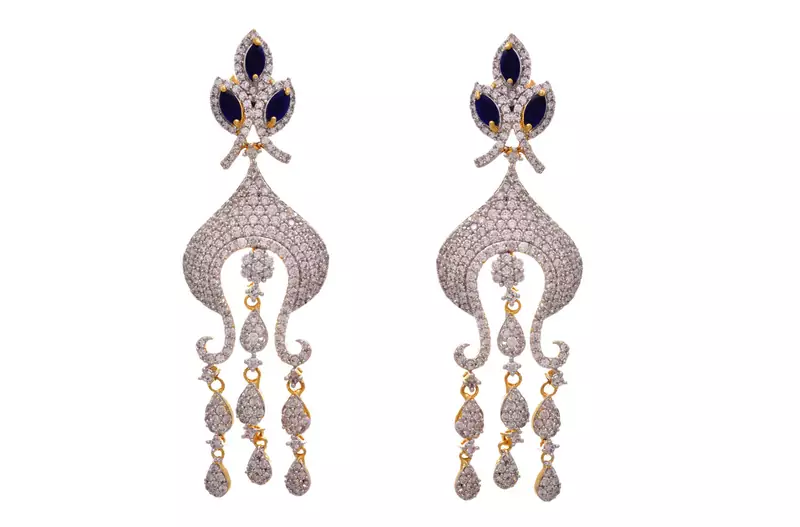 Elegant & Stunning Cz American Diamonds Gold Designer Earrings.