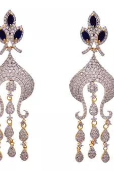 Elegant & Stunning Cz American Diamonds Gold Designer Earrings.