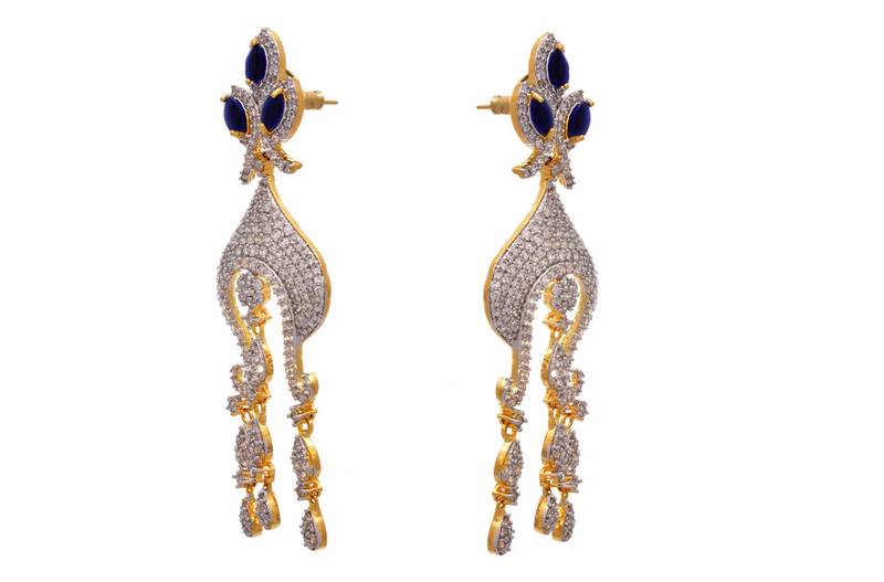 Elegant & Stunning Cz American Diamonds Gold Designer Earrings.
