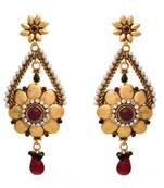 Fab Floral Gold Designer Earrings embellished with Pearls.