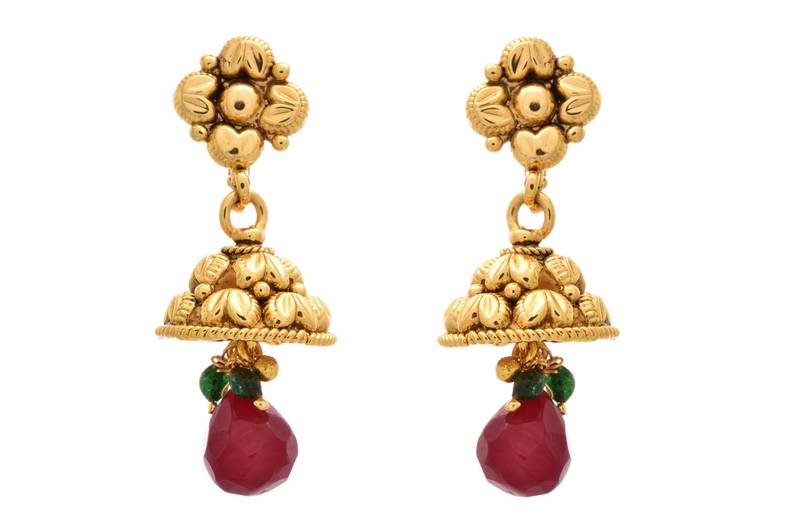 Simply Stunning Gold Designer Jhumka.