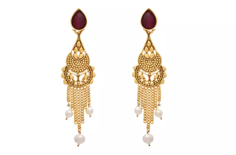 Gorgeous Red Gold Designer Earring...Exquisite & Ethnic