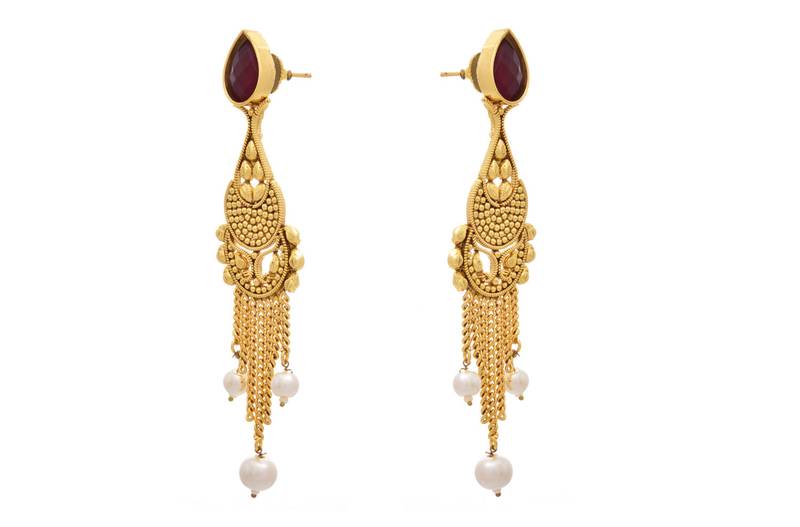 Gorgeous Red Gold Designer Earring...Exquisite & Ethnic