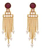 Radiant & Ravishing Red Gold Designer Earring embellished with Pearls.
