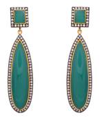 JFL- Fusion Ethnic One Gram Gold Plated Cz American Diamond Green Designer Earring