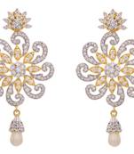 Fab Floral  Cz Diamond Dangler Earrings.