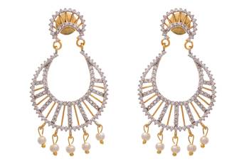 Charismatic Cz American Diamonds Chand Bali Earrings 1
