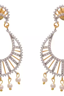 Charismatic Cz American Diamonds Chand Bali Earrings